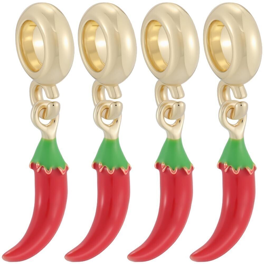 7443 1 Box 8Pcs Red Chili Pepper Charms 18K Gold Plated Brass Small